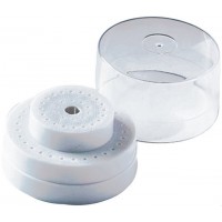 Plasdent Round 2-Tier Bur Block, White, Standard Lid